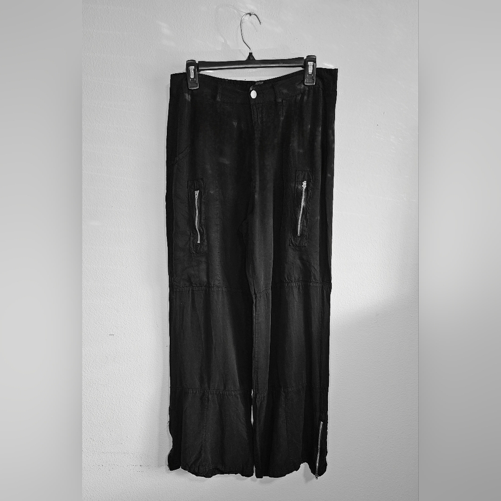 Forever 21 Blk Rayon Cargo Zip BB Pant-L-New